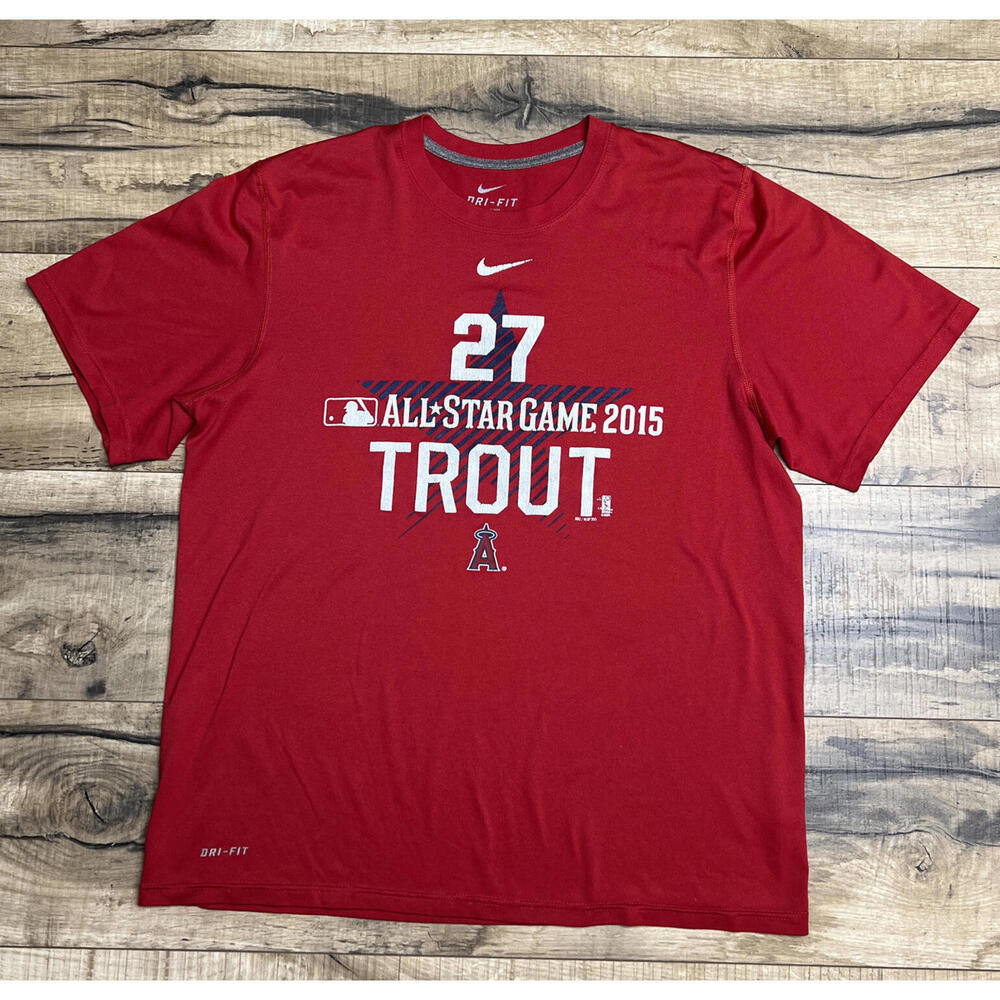 Nike Dri-Fit 2015 MLB Los Angeles Angels #27 All Star Game Red T-Shirt Medium .